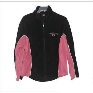 Women's Mammoth Cave Logo Fleece Full Zip Jacket Black Pink Size Medium